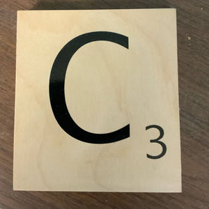 New 5" X 5.5" Scrabble Game Letter C Wooden Alphabet Tiles Craft Supply Letter